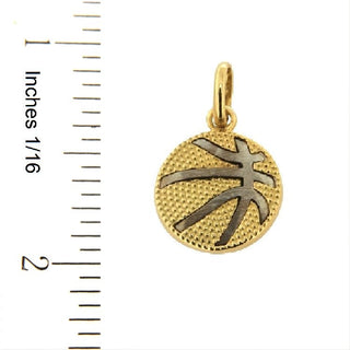 Score with Style: 18K Solid Two Tone Basketball Pendant , Amalia Jewelry