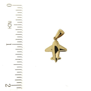 18k Solid Yellow Gold Polished Small Airplane Pendant , Amalia Jewelry