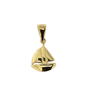 18k Solid Yellow Gold Small Sailboat pendant Amalia Jewelry