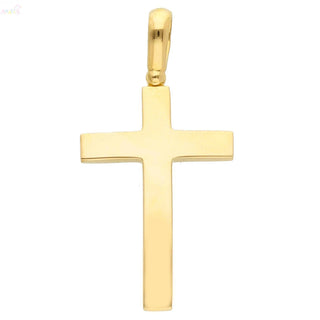 18k Solid Yellow Gold Polished Covex Men Cross