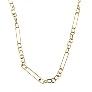 18K Solid Yellow Gold open links Necklace , Amalia Jewelry