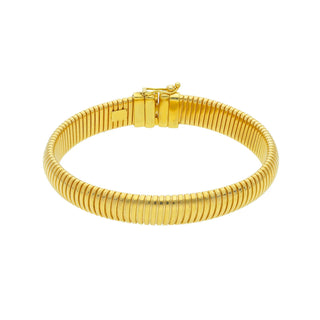 18K Solid Yellow Gold Italian Tubogas Bracelet with Box Clasp