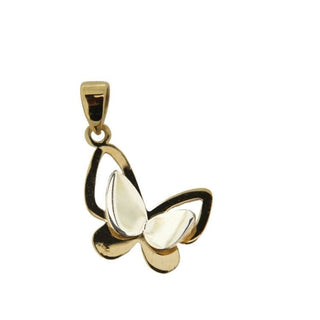 18k Two Tone Solid Gold Butterfly Pendant , Amalia Jewelry