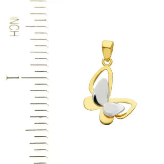 18 karat Two Tone Solid Gold Butterfly Polished Pendant