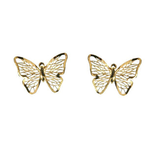 18K Solid Yellow Gold Filigree Butterfly Post Earrings - Amalia FJ & Boutique