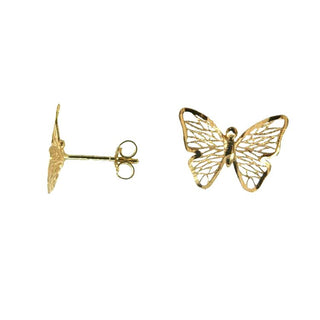 18K Solid Yellow Gold Filigree Butterfly Post Earrings - Amalia FJ & Boutique