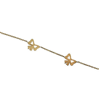 18K Solid Yellow Gold Polished and Satin Bows Bracelet
