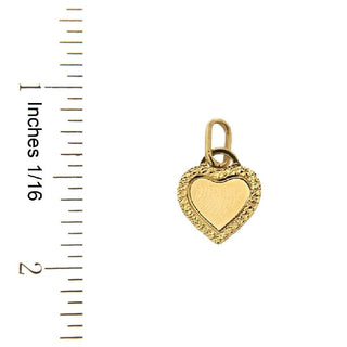 18k Solid Yellow Gold Diamond cut border Polished Heart Pendant. , Amalia Jewelry