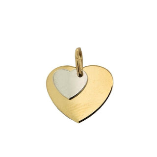 18K Two Tone Double Heart Pendant , Amalia Jewelry