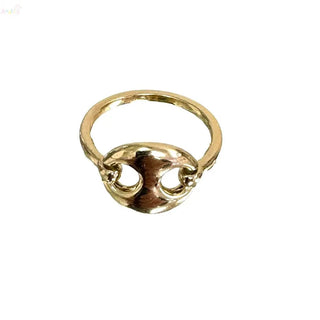 18k Solid Yellow Gold Large Polished Marine Link Ring