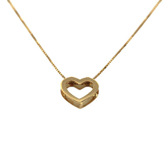 18K Solid Yellow Gold Small Open Heart Polished Pendant