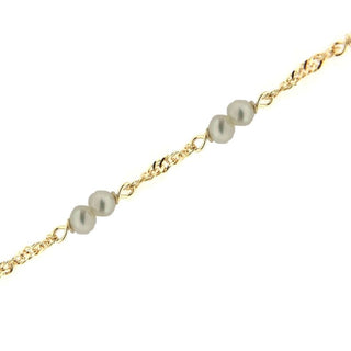18k Solid Yellow Gold Pearls Bracelet , Amalia Jewelry