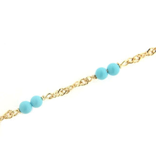 18k Solid Yellow Gold Double Turquoise beads Bracelet , Amalia Jewelry