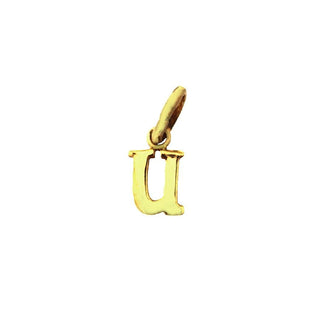 18K Solid Yellow Gold Small U Initial Letter Pendants
