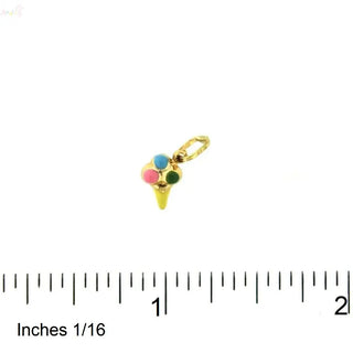 18K Yellow Gold Enamel Ice Cream Cone Charm(7mm X 5mm/11mm with Bail)