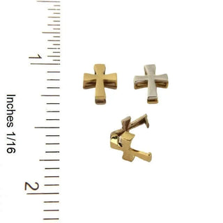 18K Solid Two Tone Gold Tiny Cross Clip , Amalia Jewelry
