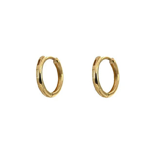 18K Solid Yellow Gold Small Hinged Hoop Huggie Earrings