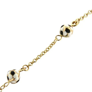 18K Solid Yellow Gold White and Black Soccer Balls Bracelet , Amalia Jewelry