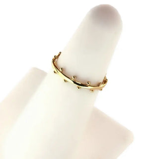 18K Solid Yellow Gold Polished  All Around Spike Ring