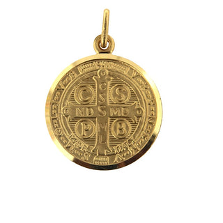 18K Soid Yellow Gold Saint Benedict 21 mm. Diameter Medal