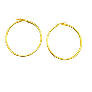 18K Solid Yellow Gold Thin Polished Hoop Earrings 40 x 2 mm