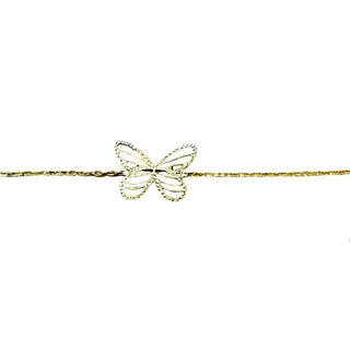 18K Solid Yellow Gold Open Design Butterfly Bracelet