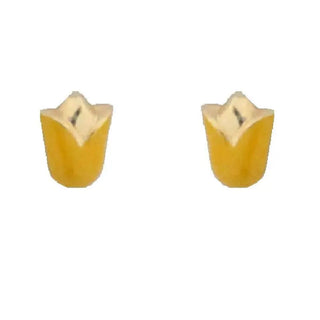 18K Solid Yellow Gold Yellow Enamel Tulip Flower Covered Screwback Earrings , Amalia Jewelry