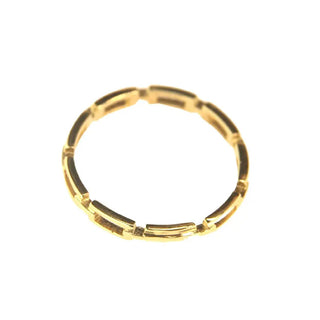 18K Solid Yellow Gold Thin Open Rectangle Link Chain Ring