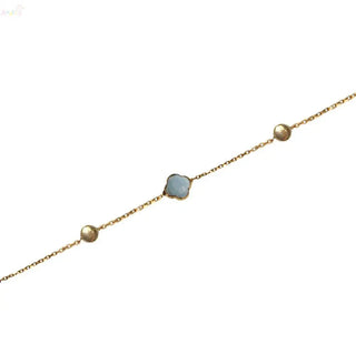 18k Solid yellow gold Faceted Turquoise Clover Bracelet