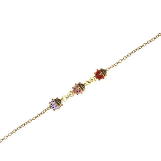 18K Solid Yellow Gold Three Enamel Ladybug Bracelet - Amalia J & Boutique