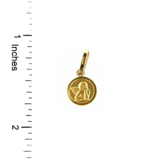 18K Solid Yellow Gold Tiny Angel Round Medal 8mm. - Amalia FJ & Boutique