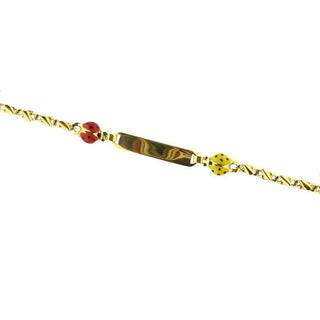 18K Solid Gold Red and Yellow Enamel Lady Bugs Id Bracelet - Amalia J & Boutique