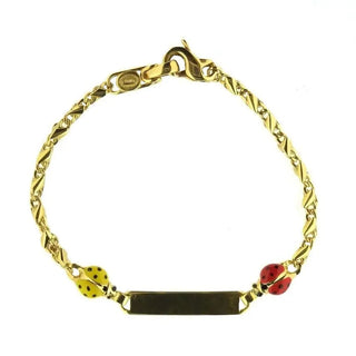 18K Solid Gold Red and Yellow Enamel Lady Bugs Id Bracelet - Amalia J & Boutique