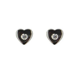 18Kt White Gold Zirconia Heart Covered Screwback Earring - Amalia J & Boutique