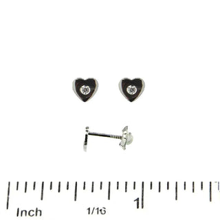 18Kt White Gold Zirconia Heart Covered Screwback Earring - Amalia J & Boutique