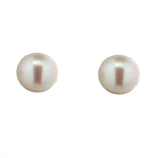 18k Solid Yellow Gold 5mm Cultivate White Pearl Stud Post Earrings Amalia Jewelry