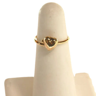 18K Solid Yellow Gold Adjustable Small Puffy Heart Ring