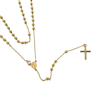 18K Solid yellow Gold 3mm Short Rosary Necklace , Amalia Jewelry