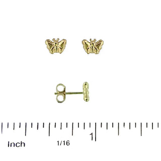 18K Solid Yellow Gold Tiny Polished Butterfly Post Earrings