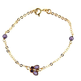 18K Yellow Gold Lilac Butterfly with Purple Stones Bracelet - Amalia FJ & Boutique