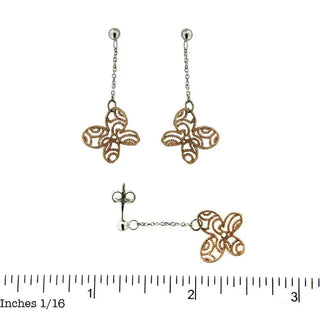 18k White Gold and Pink gold  butterfly dangle earrings