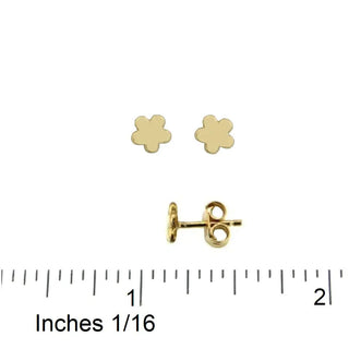 18K Solid Yellow Gold Polished Small Flower Post Earrings