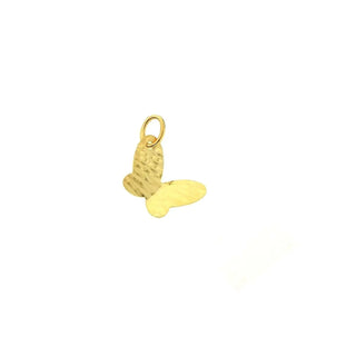 18K Solid Yellow Gold Diamond Cut Tiny Butterfly Pendant
