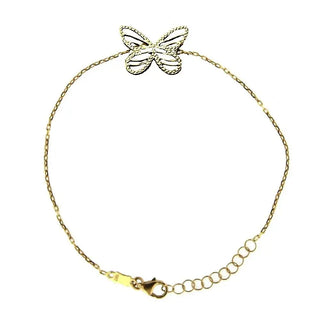 18K Solid Yellow Gold Open Design Butterfly Bracelet