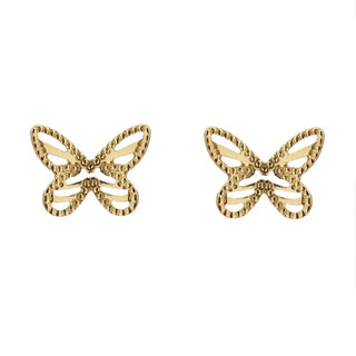 18K Solid Yellow Gold open Butterfly Post Earrings
