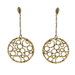 18K Solid Yellow Gold Open Circle Dangle Post Earrings