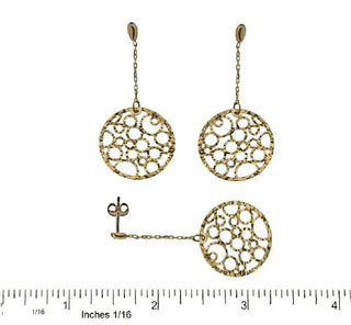 18K Solid Yellow Gold Open Circle Dangle Post Earrings