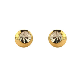 18K Two Tone Round Illusion Diamond Stud Earrings
