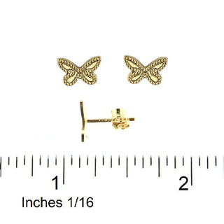 18K Solid Yellow Gold Studs Butterfly Post Earrings - Amalia FJ & Boutique