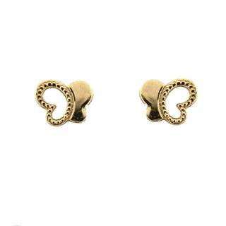 18K Solid Yellow Gold Open Butterfly Post Earrings
